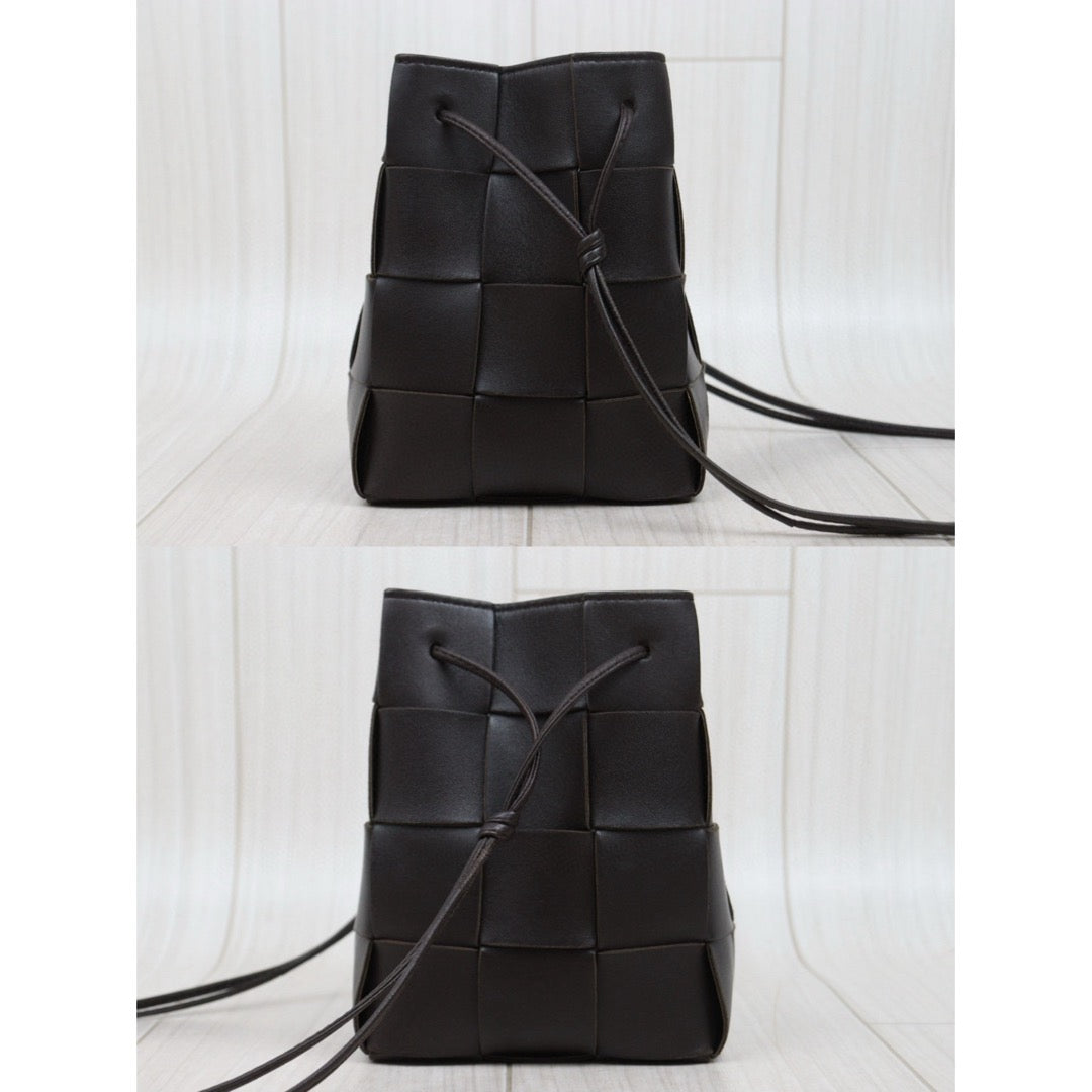 Good ( Rank AB)｜ Bottega Veneta Lamb Skin Weave Bucket Shoulder Bag Brown｜P25041410