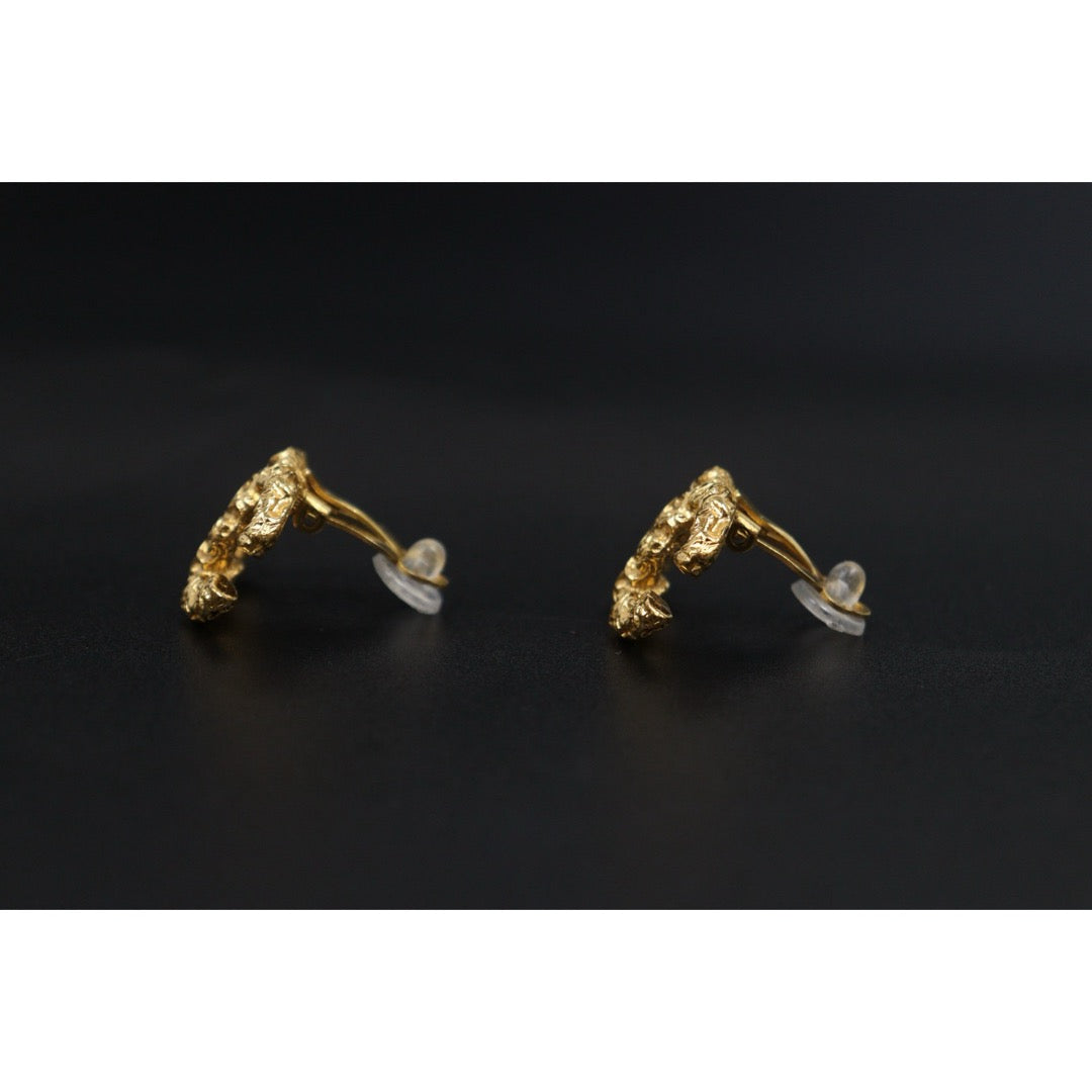 Include Authentic Detective Certificate of Authenticity｜Excellent（Rank SA） ｜ CHANEL 93A Coco Mark Vintage Lava Gold Earrings Made In 1993Year ｜26041303