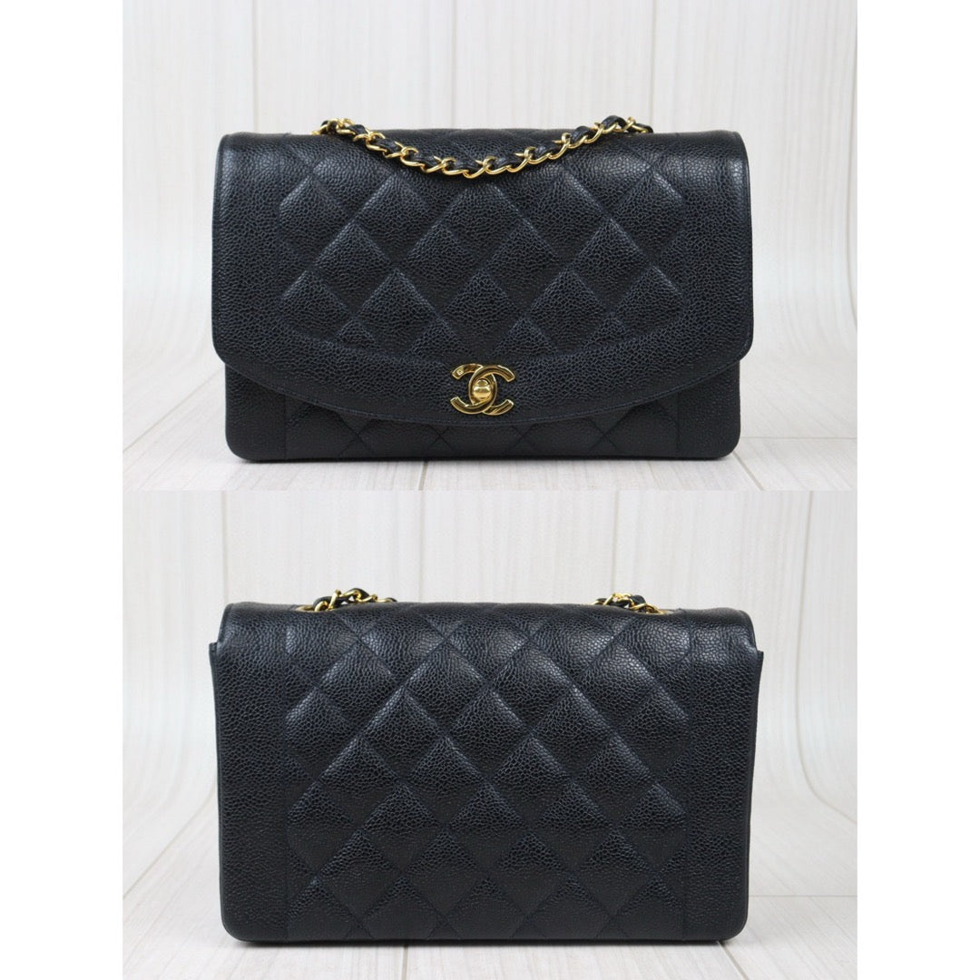 Very Good ( Rank A)｜ CHANEL Matrasse Diana 25 Caviar Skin  Chain Bag Made in 1994-1996 Year｜P24073004