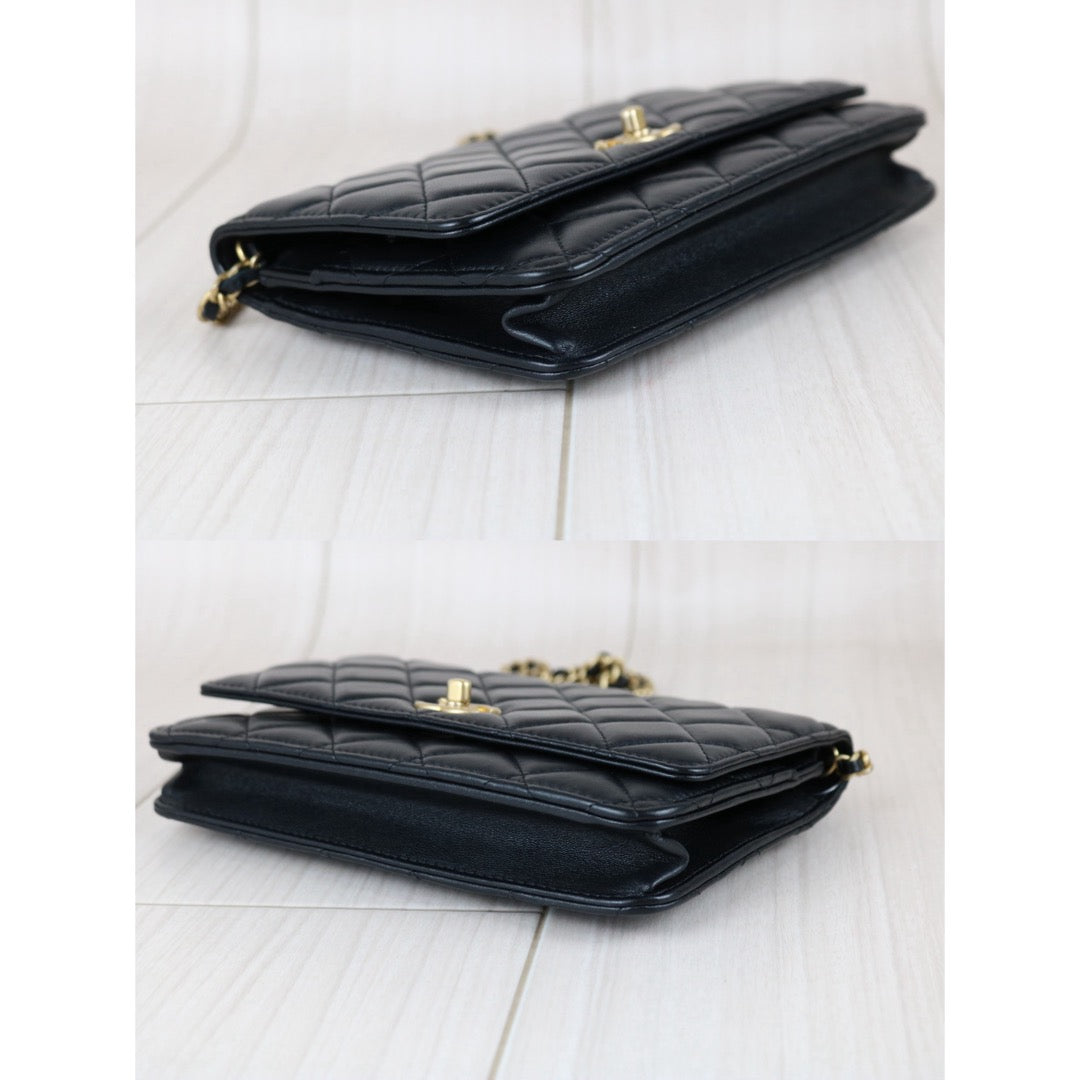Include Entrupy Certificate of Authenticity｜Very Good ( Rank A)｜ CHANEL Coco Mark Lambskin Golden Chain WOC  Black Made In 2020-2021Year｜S26051512