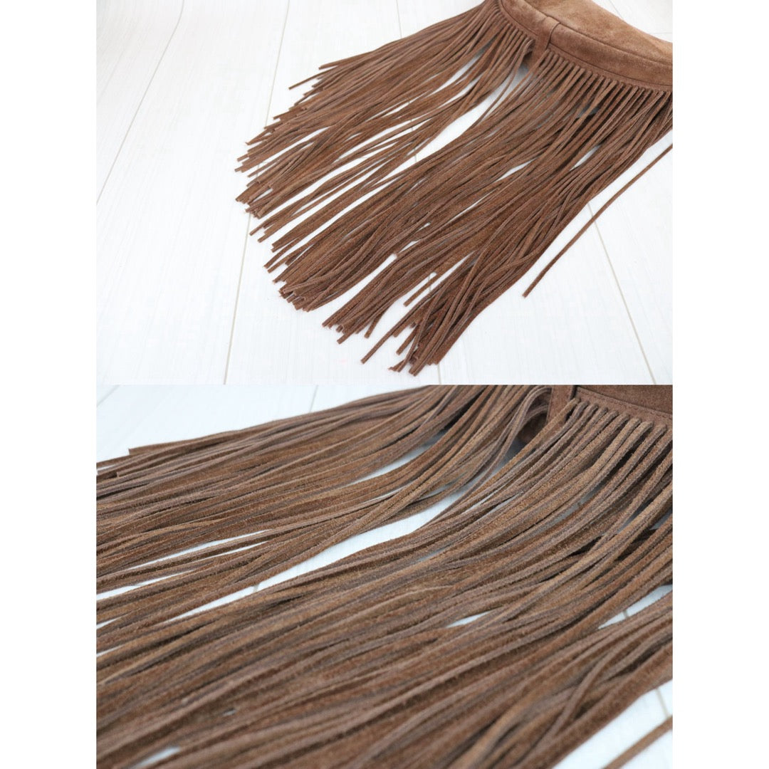 Include Entrupy Certificate of Authenticity｜Good ( Rank A) ｜CELINE Ava Fringes Strap Brown Shoulder Bag ｜X26051716