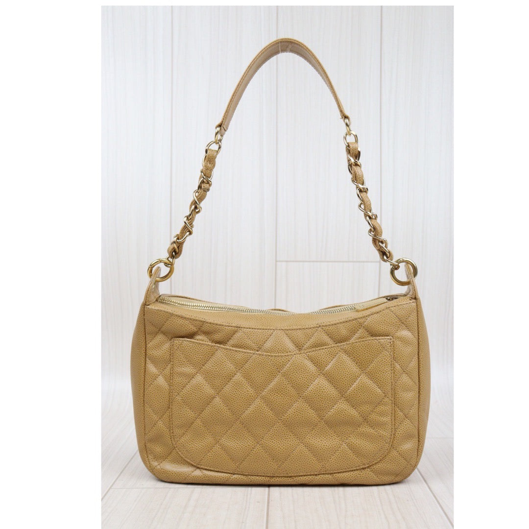 Good ( Rank AB) ｜ CHANEL Half Moon Shoulder Bag Beige Made In 2002-2003 Year  ｜24030113