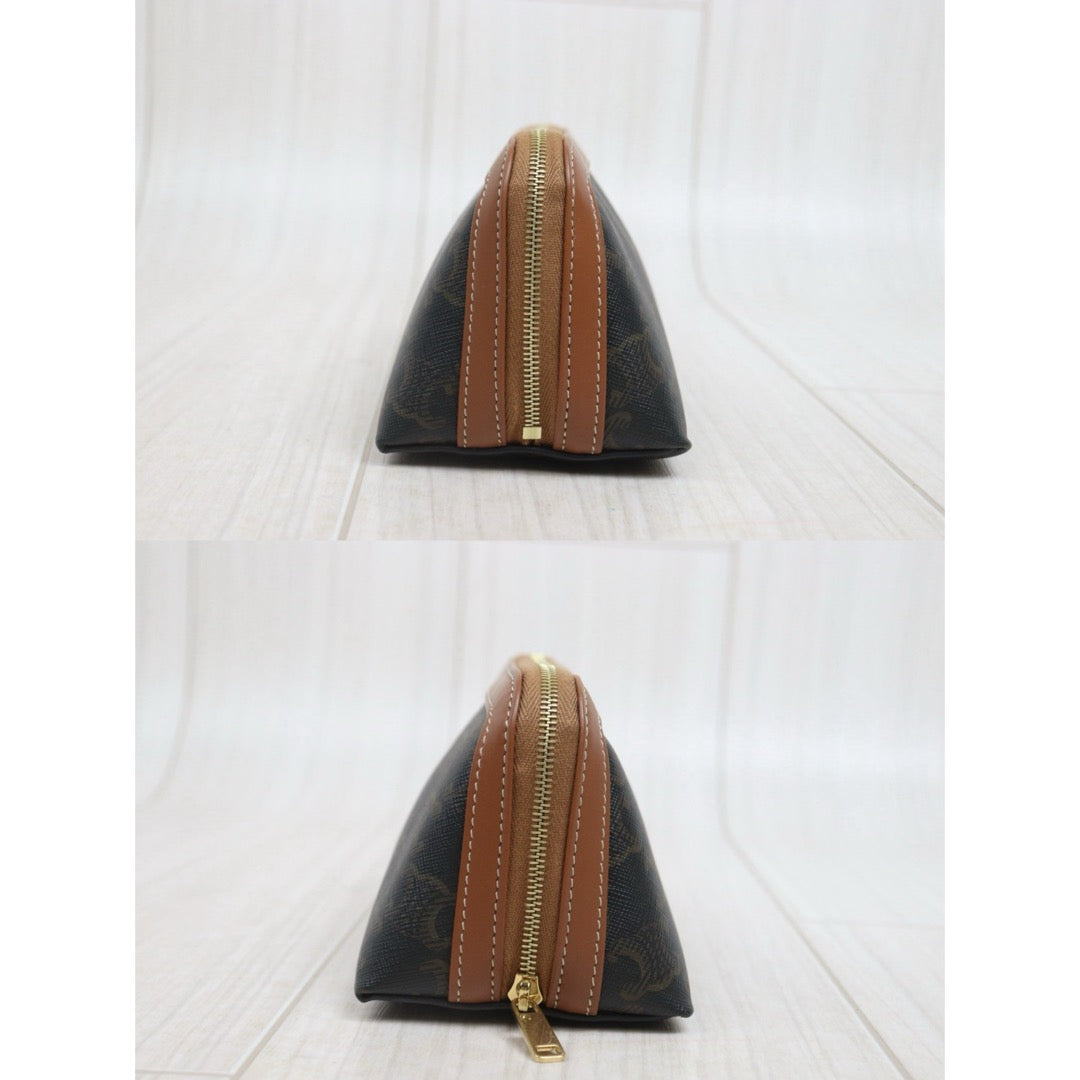 Include Entrupy Certificate of Authenticity｜Very Good ( Rank A)｜ CELINE Macadam Toilret Pouch PM｜S26080620