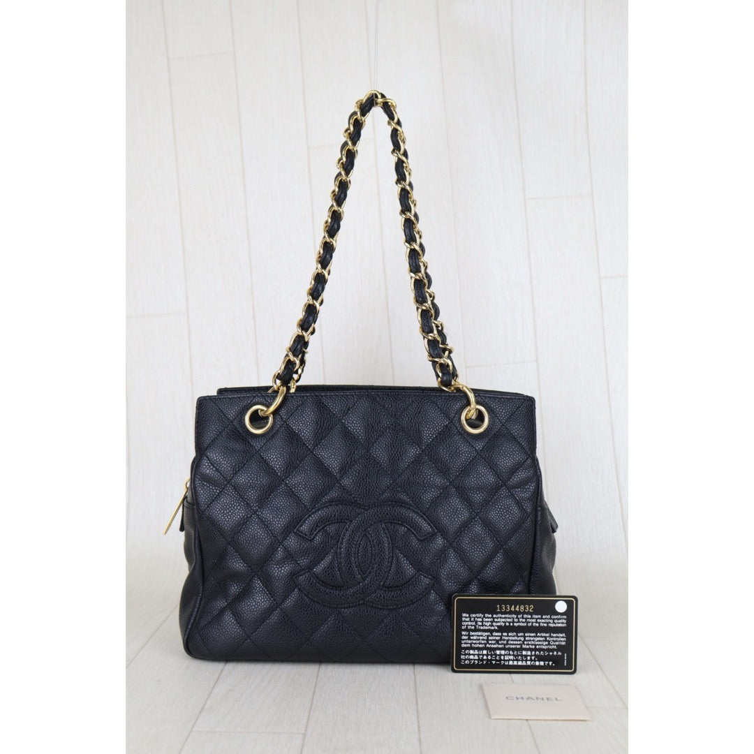 Good ( Rank AB)｜ CHANEL Caviar Skin Matrasse Chain PPT Tote Bag Black  Made In 2009 -2010 Year｜S25121503