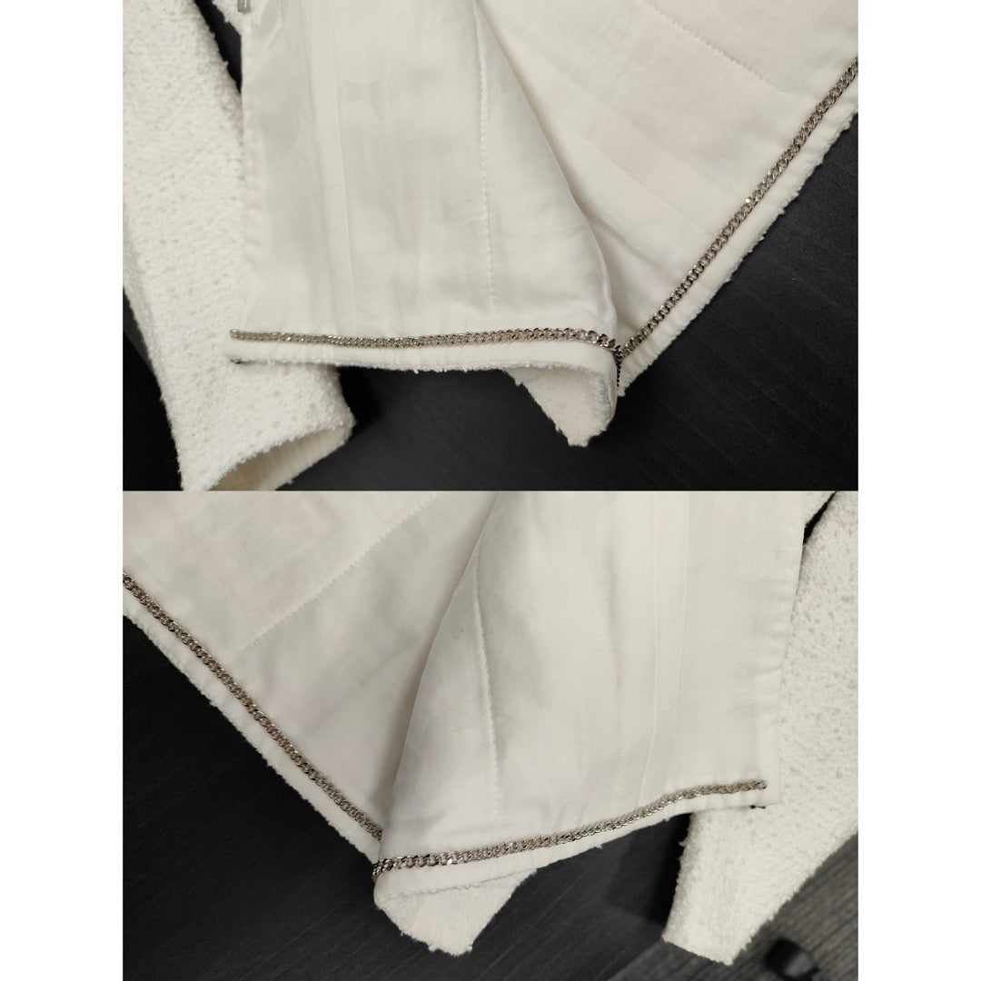 Very Good ( Rank A) ｜ CHANEL 22P Cotton Tweed White Coat 36 size  ｜W25102101