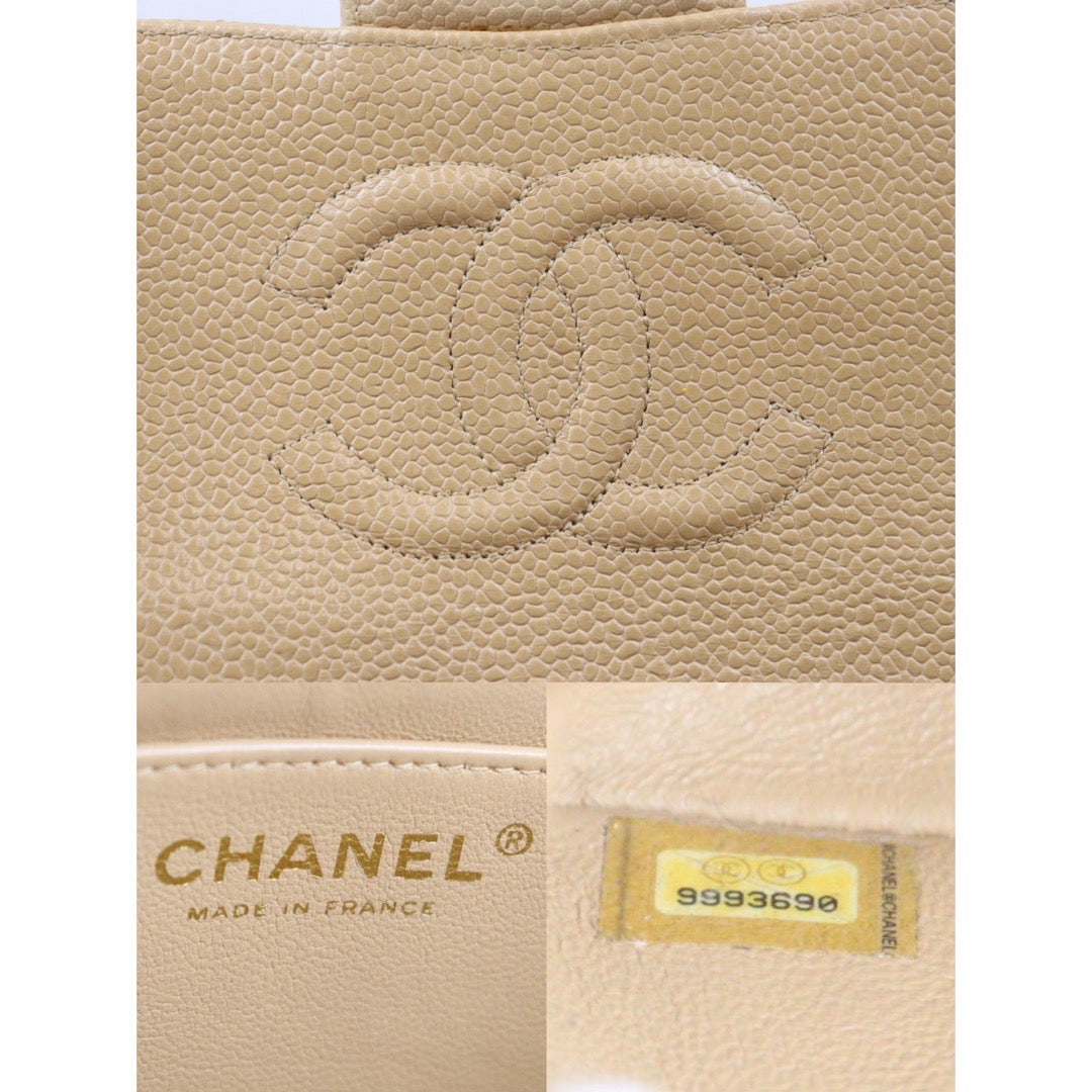 Very Good ( Rank A)｜ CHANEL  Matrasse Caviar Skin 17 Beige Shoulder Bag Made In 2004～2005Year ｜24071502