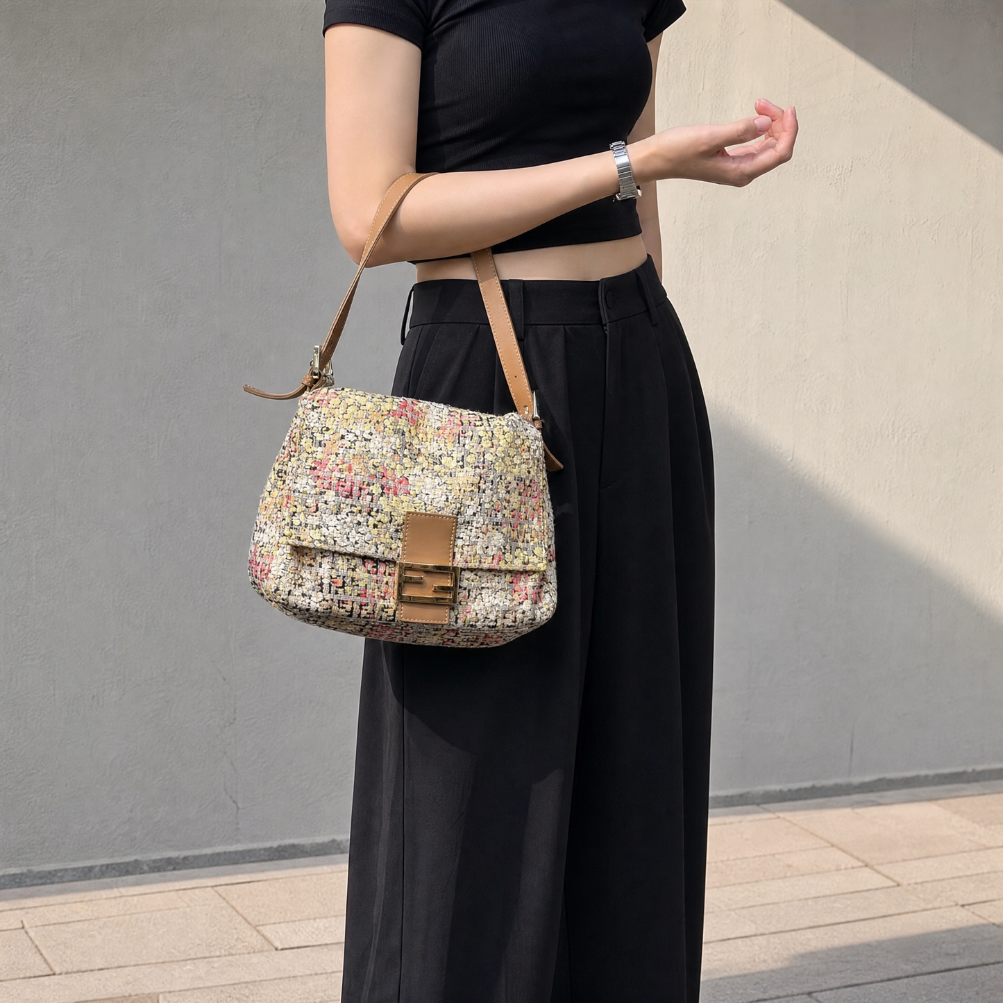 Include Entrupy Certificate of Authenticity｜Good ( Rank AB)｜ FENDI Zucca Mamma Baguette Floral Shoulder Bag Brown｜S26073108