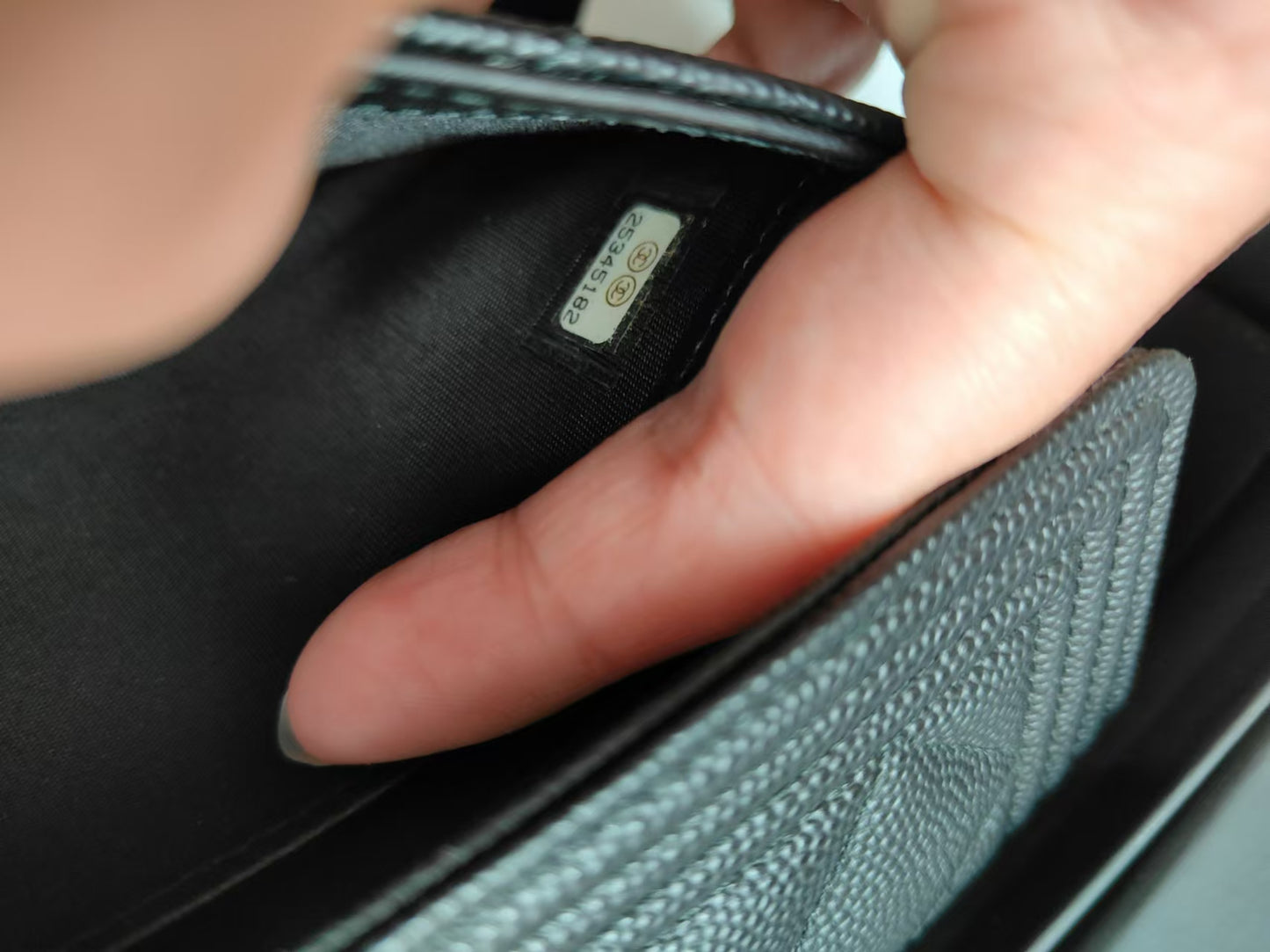 CHANEL Leboy Caviar Skin Black Long Wallet with entrupy