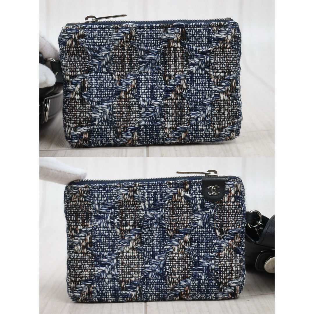 Very Good ( Rank A)｜ CHANEL Calf Leather Matrasse Chain Limited Edition Eyelets Shoulder Bag Waist Bag Black Made In 2019Year｜Y25072805