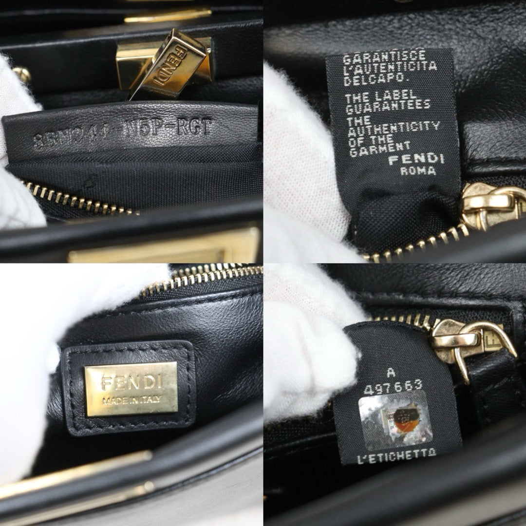 Good ( Rank AB)｜ FENDI Calf Leather Peekaboo iconic mini Handbag With Shoulder Bag Black｜S26030906