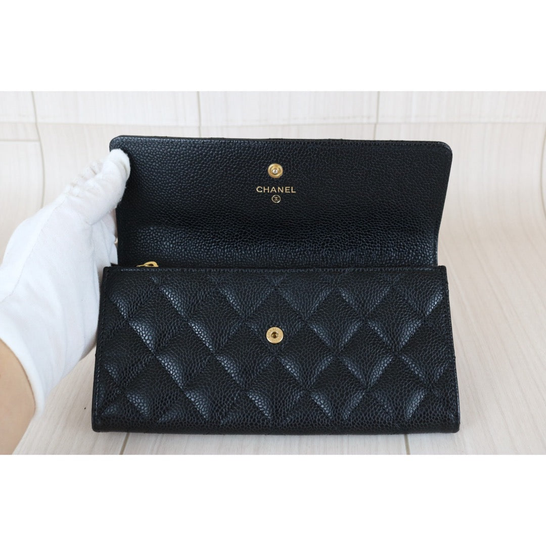 Very Good ( Rank A)｜CHANEL Caviar Skin Black Long Wallet Made In 2014Year｜S25112002