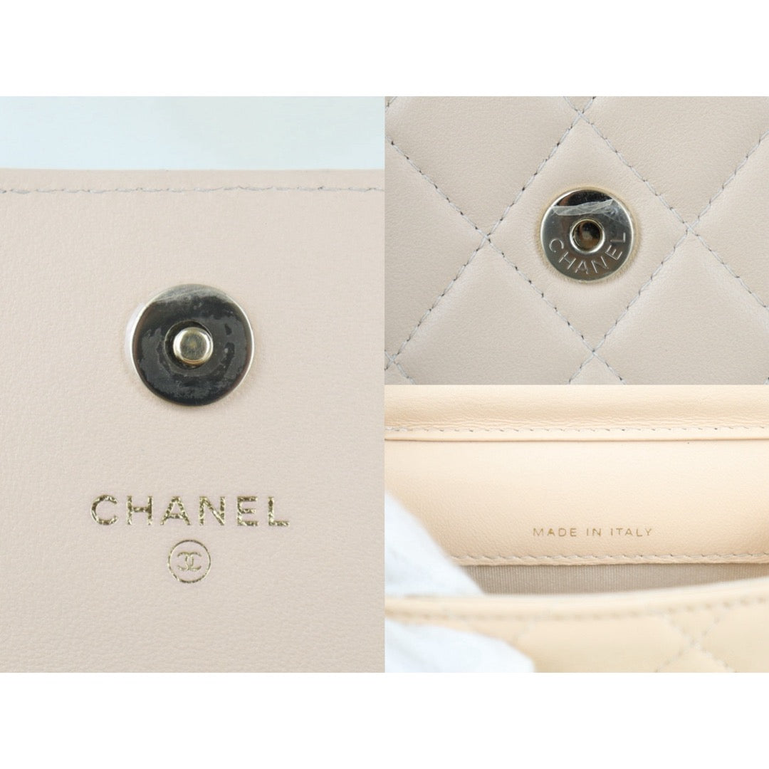 Include Entrupy Certificate of Authenticity｜Good ( Rank AB)｜CHANEL Lamb Skin  Flap Phone Holder Chain Shoulder Bag Beige Made In 2021-2022 Year｜S26090731