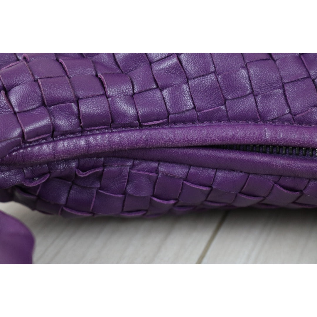 Good ( Rank AB)｜ Bottega Veneta Lamb Skin Braid Shoulder Bag Deep Purple｜S25072001