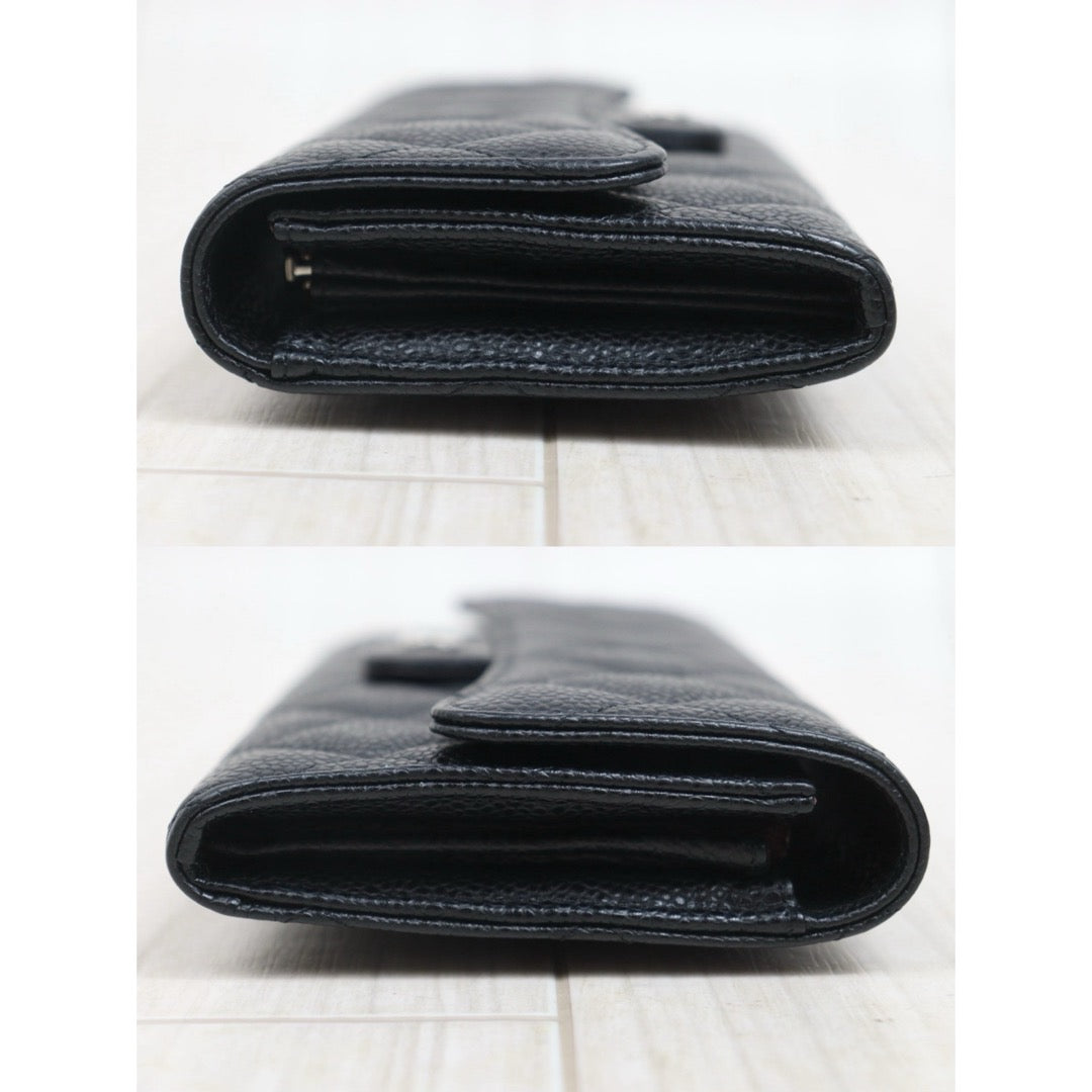 Include Entrupy Certificate of Authenticity｜Very Good ( Rank A)｜CHANEL Caviar Skin Black Long Wallet Made In 2020-2021Year｜26071307