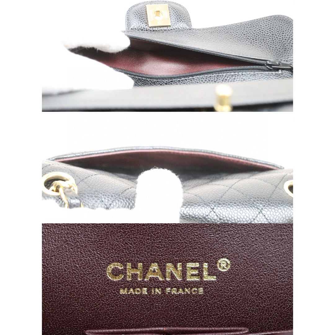 Excellent（Rank SA）｜ CHANEL Caviar Skin Matrasse Double Flap 23 Shoulder Bag Black Made In 2020 Year  ｜S25012703