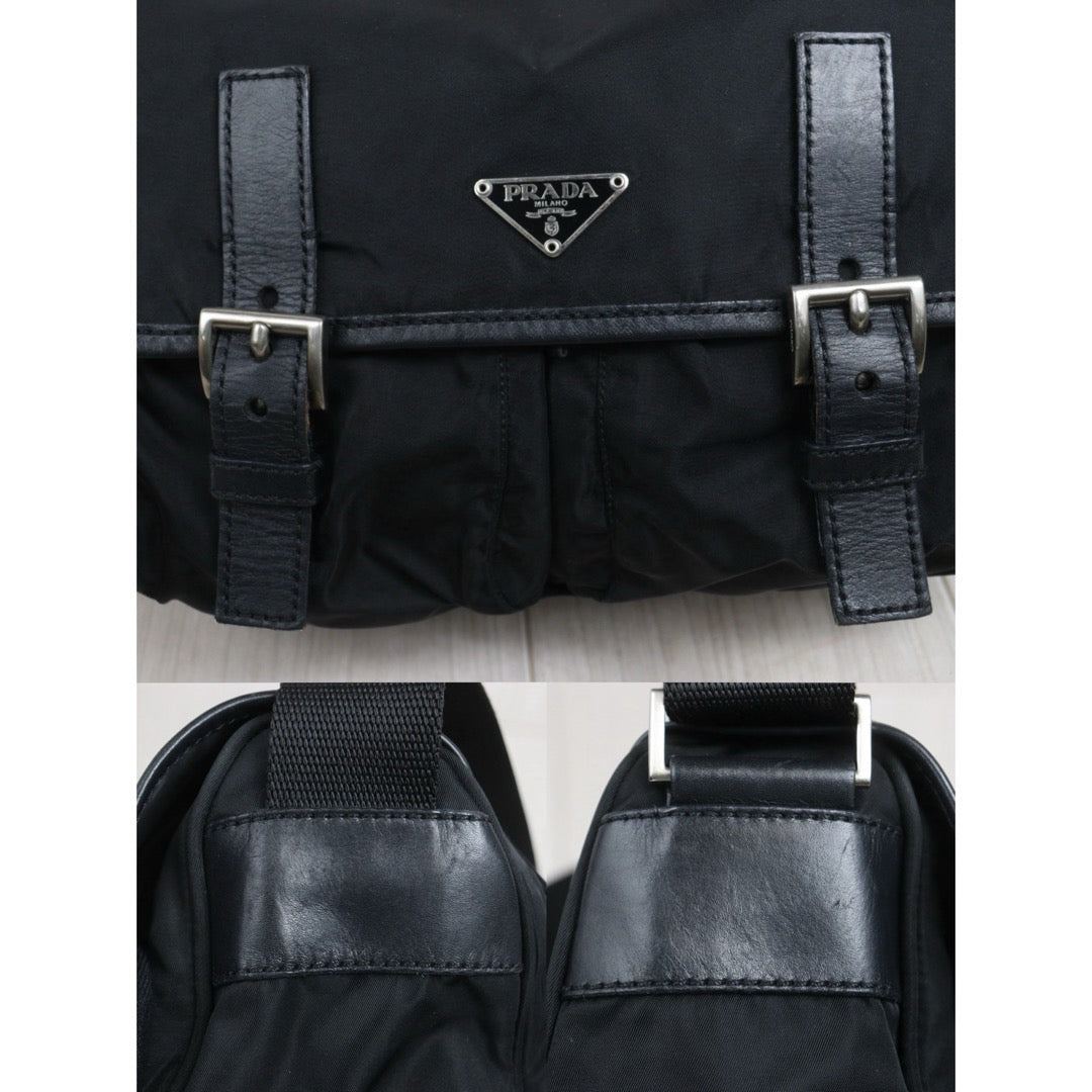 Include Entrupy Certificate of Authenticity｜Good ( Rank AB) ｜Prada  Nylon Black Shoulder Bag  Silver Hardware｜26082602