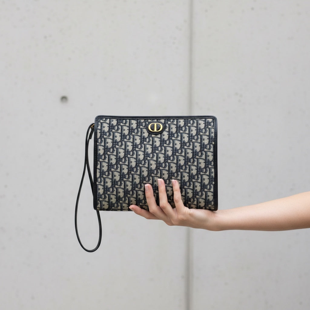 Include Entrupy Certificate of Authenticity｜Very Good ( Rank A)｜Dior Montaigne Oblique Pouch Handbag 26｜S26060102