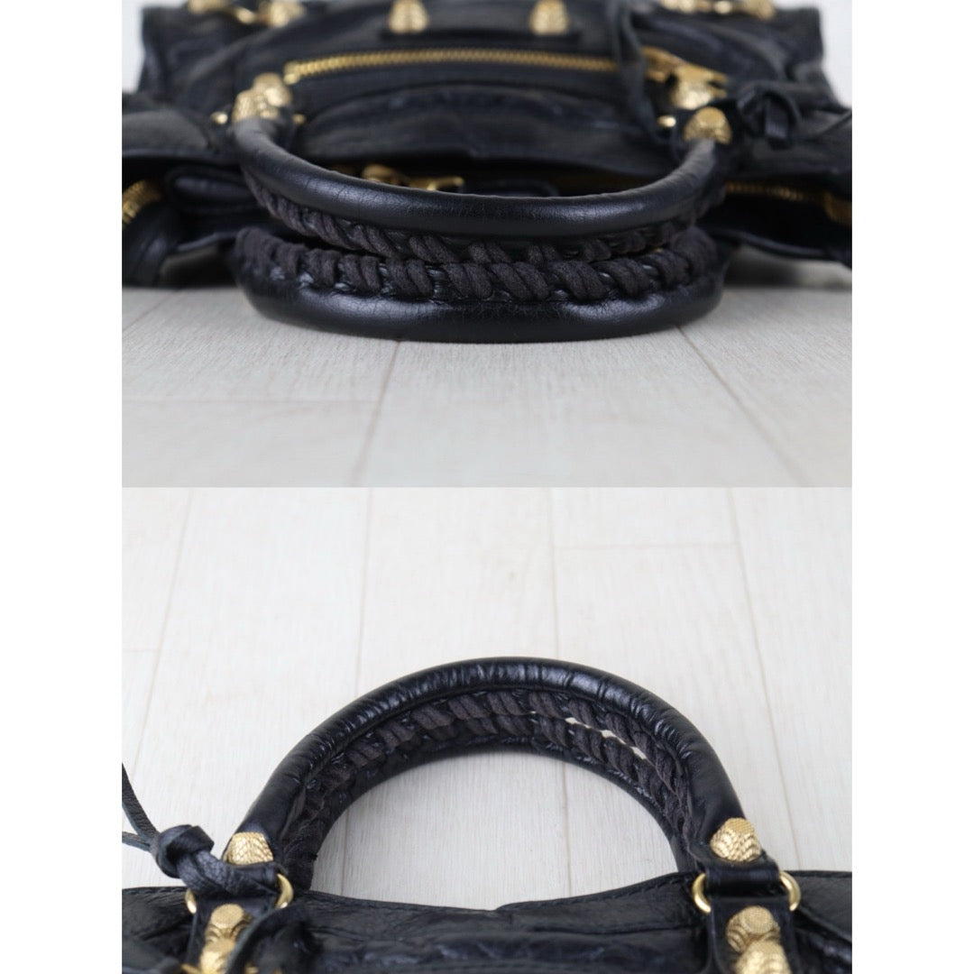 Include Entrupy Certificate of Authenticity｜Very Good ( Rank A)｜Balenciaga Gaint Mini Citty  Black HandBag Shoulder Bag ｜S26072524