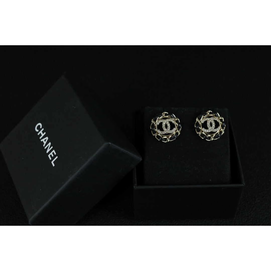 Excellent（Rank SA）｜ CHANEL B22S Coco Mark Matrasse Chain Rhinestone Earrings Made In 2022Year｜S25121108