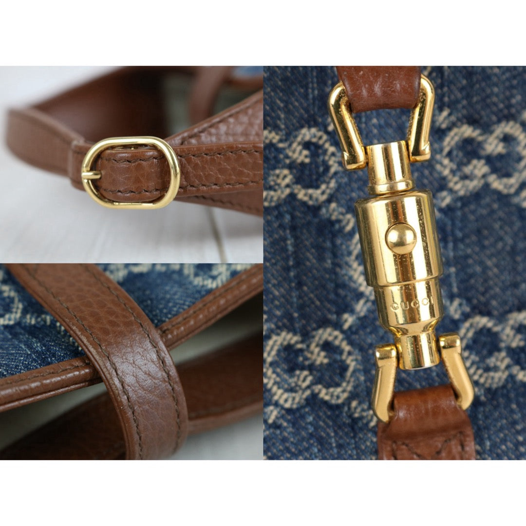 Include Entrupy Certificate of Authenticity｜Very Good ( Rank A) ｜  GUCCI  Monogram Denim Leather Piecing Mini Jackie Handbag With Shoulder Strap｜S26070604