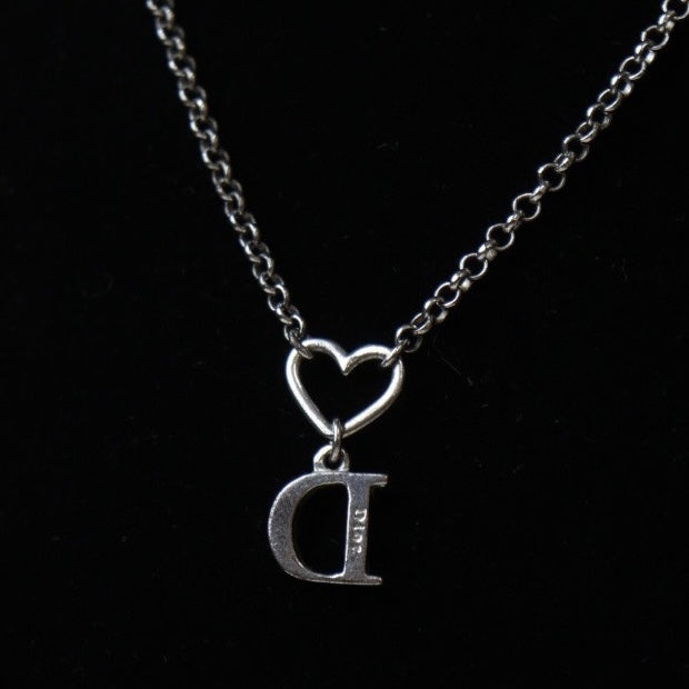 Rank A ｜ Dior Heart＆D Necklace Silver Plated ｜V23080604