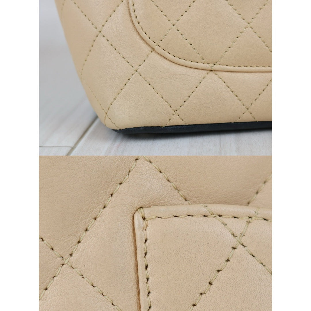 Include Entrupy Certificate of Authenticity｜Good ( Rank AB)｜ CHANEL Cambon Line Calf Leather Mini Tote Bag Beige Made In 2004-2005Year｜Y26051522