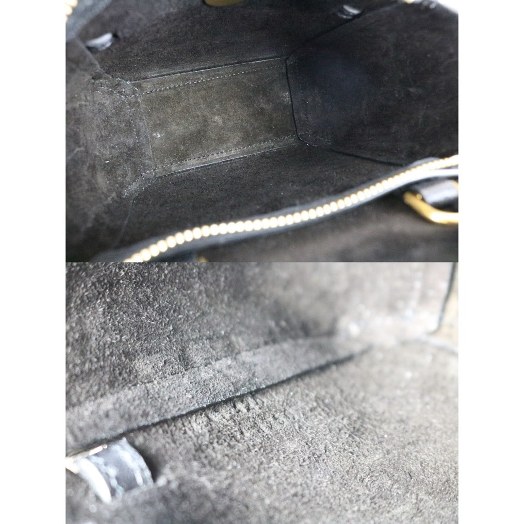 Good ( Rank AB)｜CELINE Calf Leather Belt Pico Handbag Shoulder Bag Black｜X25092807