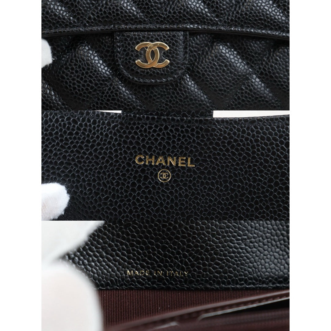 Rank A ｜CHANEL Caviar Skin Black Long Wallet Made In 2021-2022Year｜24082209