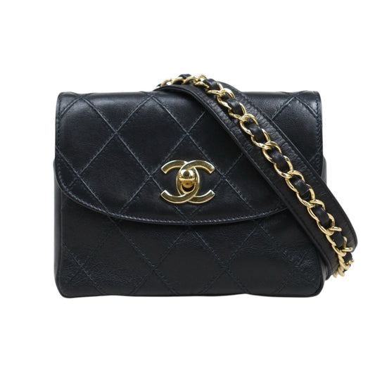 Very Good ( Rank A) ｜ CHANEL Matrasse Lamb Skin Coco Mark Waist Bag Black ｜25073102