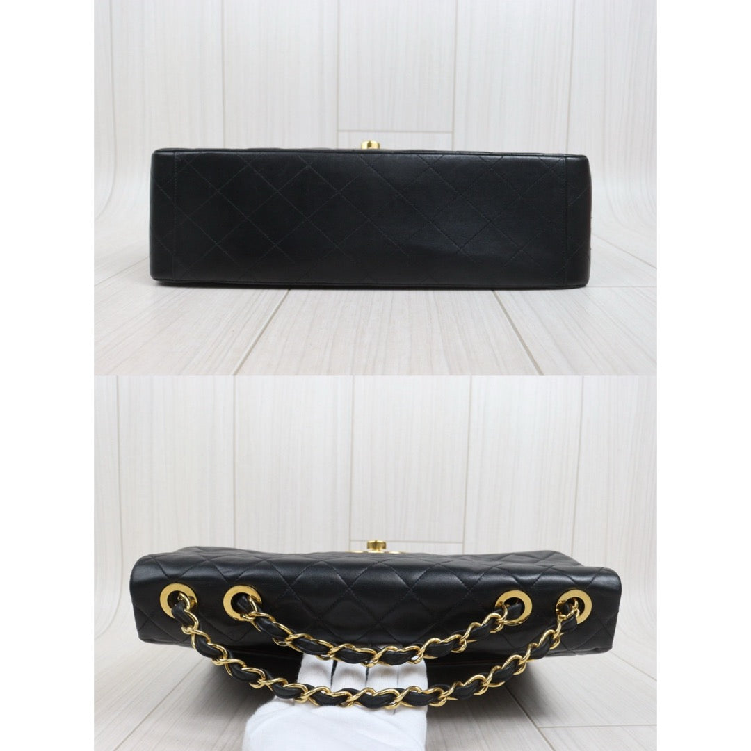 Include Entrupy Certificate of Authenticity｜Good ( Rank AB)｜ CHANEL Lamb Skin Matrasse Chain Single Flap34 Shoulder Bag Black Made in 1991-1994Year｜26091403