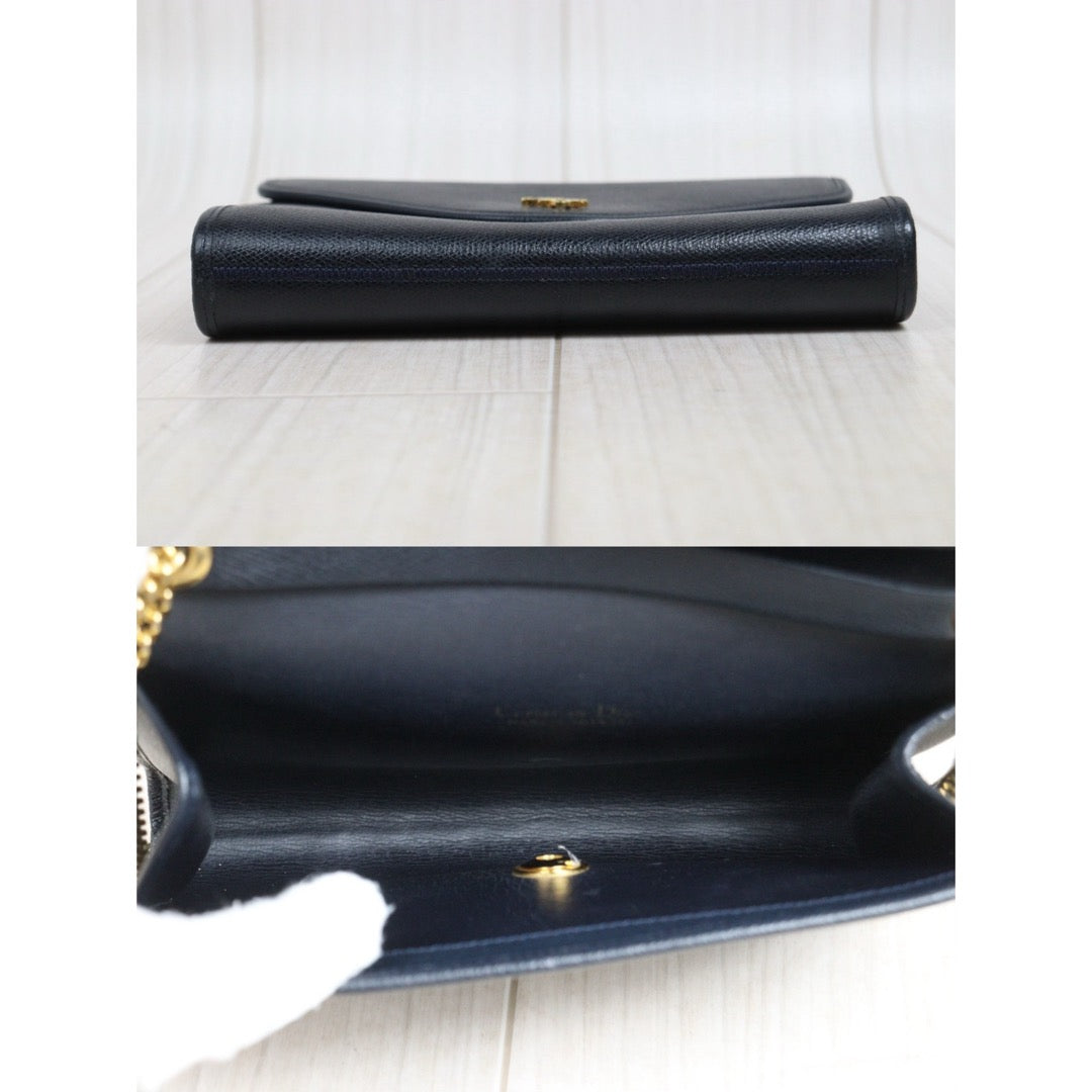 Include Entrupy Certificate of Authenticity｜Very Good ( Rank A)｜ Dior  Vintage Chain Shoulder Bag Navy Blue｜26042302