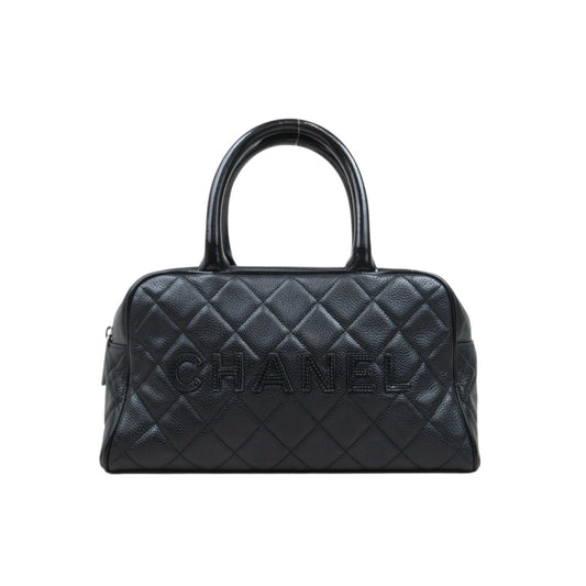 Very Good ( Rank A)｜ CHANEL Caviar Skin Calf Leather Bowling Hand Bag Black Made In 2000～2002Year｜25052101