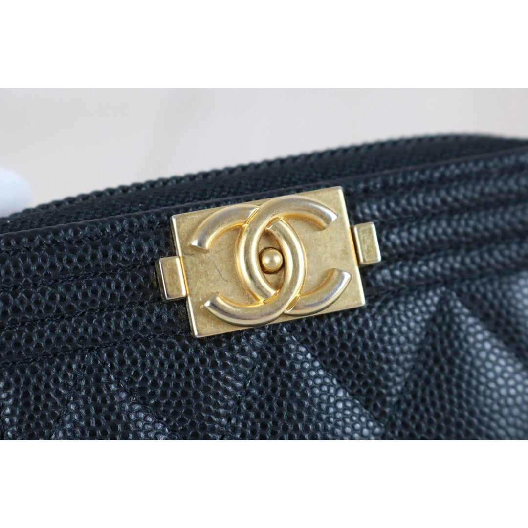 Very Good ( Rank A)｜Chanel Caviar Skin Leboy Wallet Black Made In 2020Year ｜S25072104