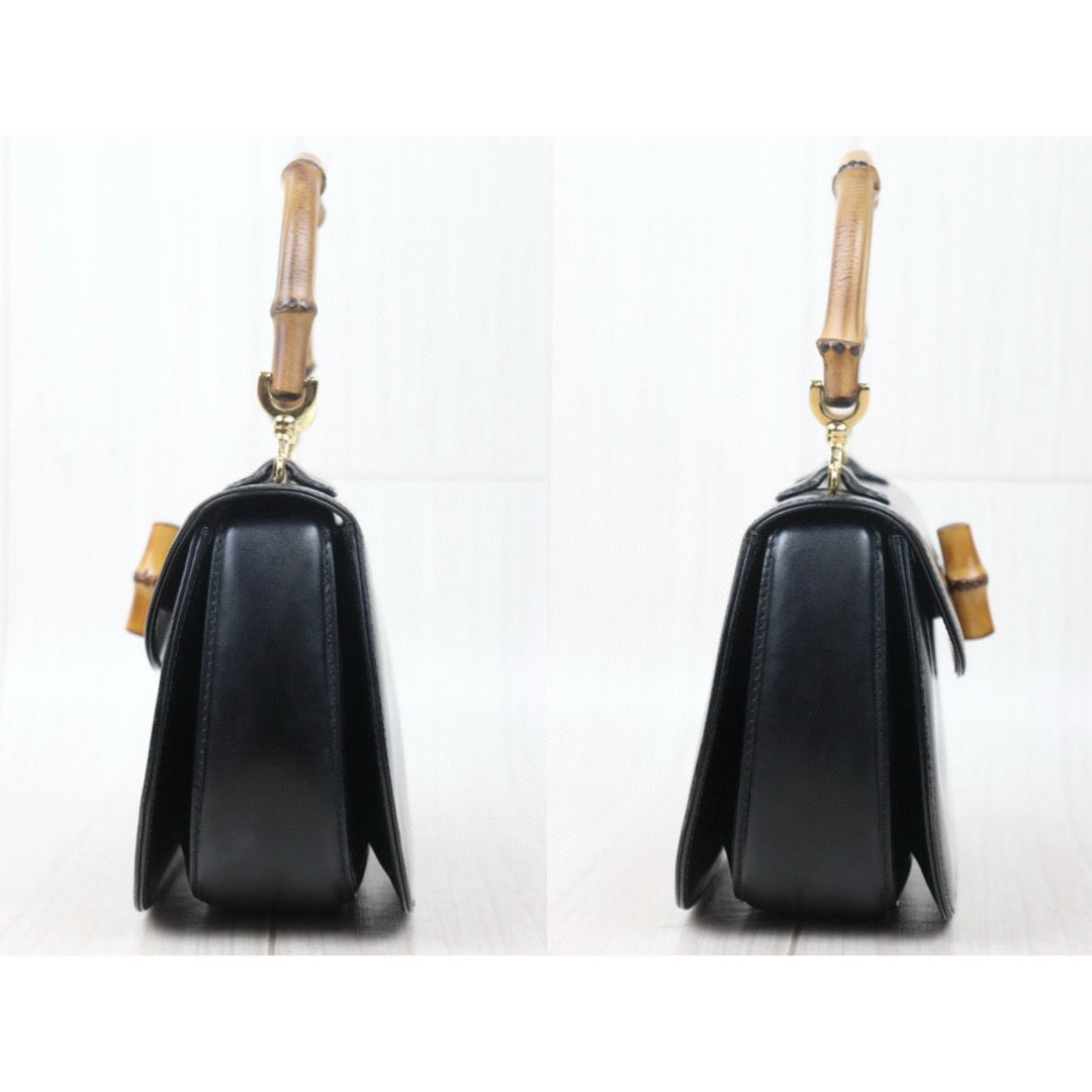 Good ( Rank AB)｜ GUCCI Bamboo Box Leather PM Black Hand Bag ｜P24110114