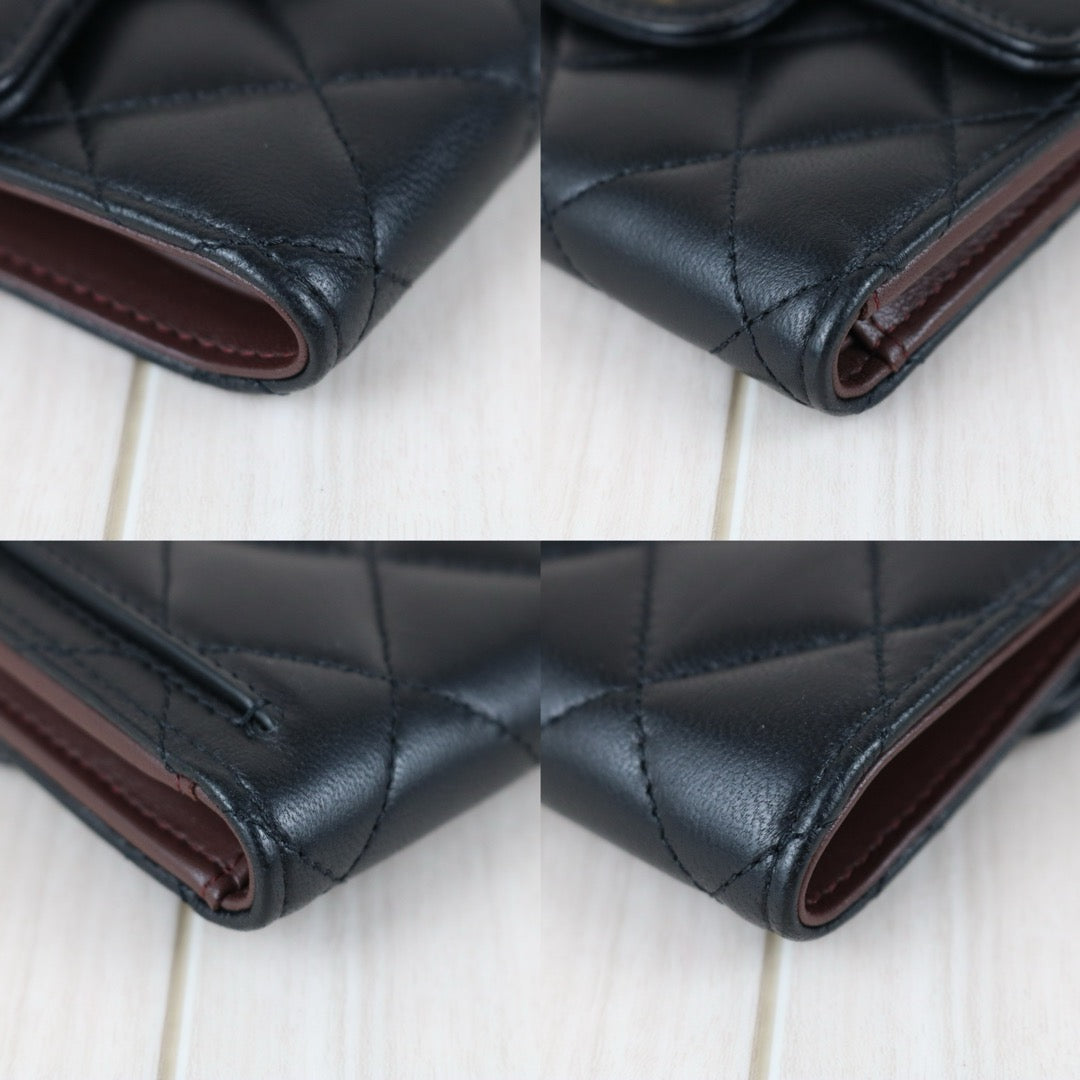 Include Entrupy Certificate of Authenticity｜Very Good ( Rank A)｜CHANEL Lamb Skin Black Wallet Made In 2018-2019Year｜S26050703