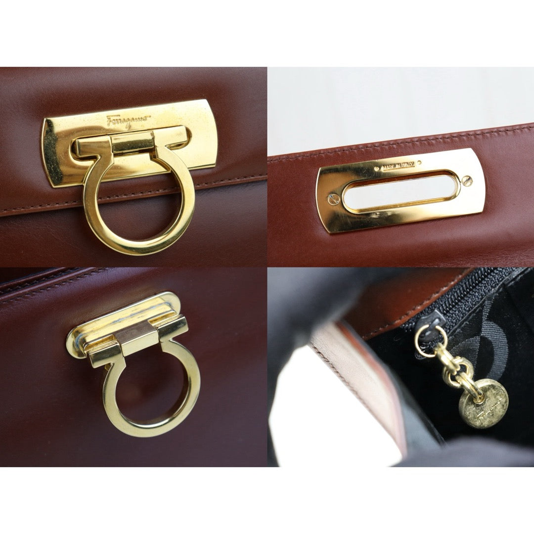 Good ( Rank AB)｜Ferragamo Gancini 2WAY Handbag Shoulderbag Golden Brown｜H25090812