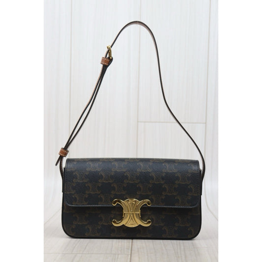 Very Good ( Rank A)｜ CELINE Macadam Triomphe Shoulder Bag  Golden Hardware｜S25110416