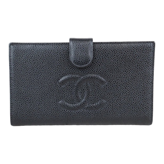 Rank A ｜Chanel Caviar Skin Black Long Wallet Black Made In 2000 Year｜23092619