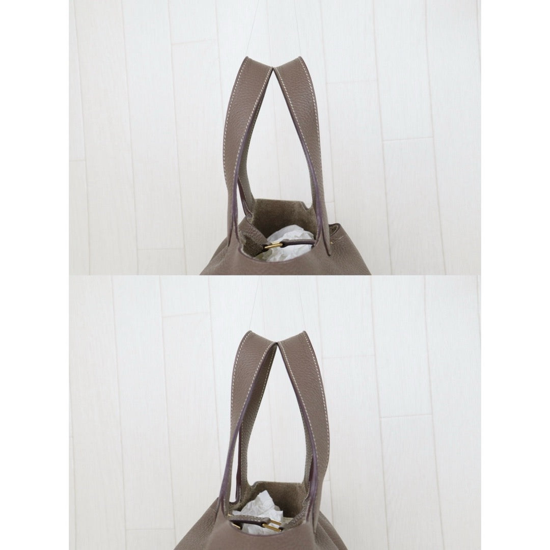 Good ( Rank AB)｜ Hermes Picotin Lock 22 TC Leather HandBag Etoupe Gray Z Stamp Made In 2021 Year｜H25081803