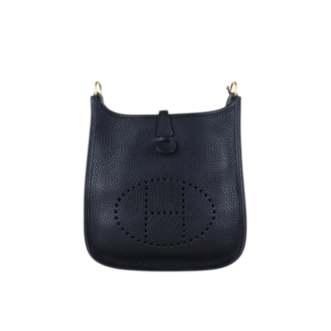 Include Entrupy Certificate of Authenticity｜Very Good ( Rank A)｜ HERMES TC Leather Mini Evelyn 16 Shoulder Bag Black Y Stamp Made In 2020Year｜S26030828