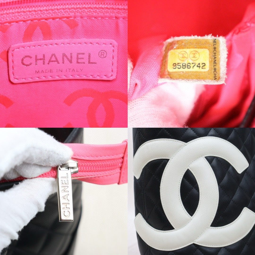 Good ( Rank AB) ｜ CHANEL Cambon Line Mini ToteBag Black White Made In 2004-2005 Year｜24120603