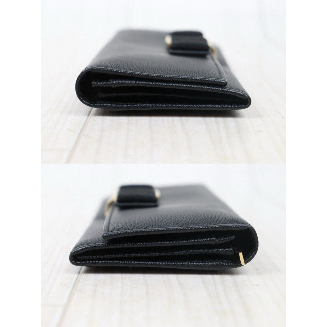 Good ( Rank AB) ｜Ferragamo Leather Calf Black Long Wallet｜S24111207