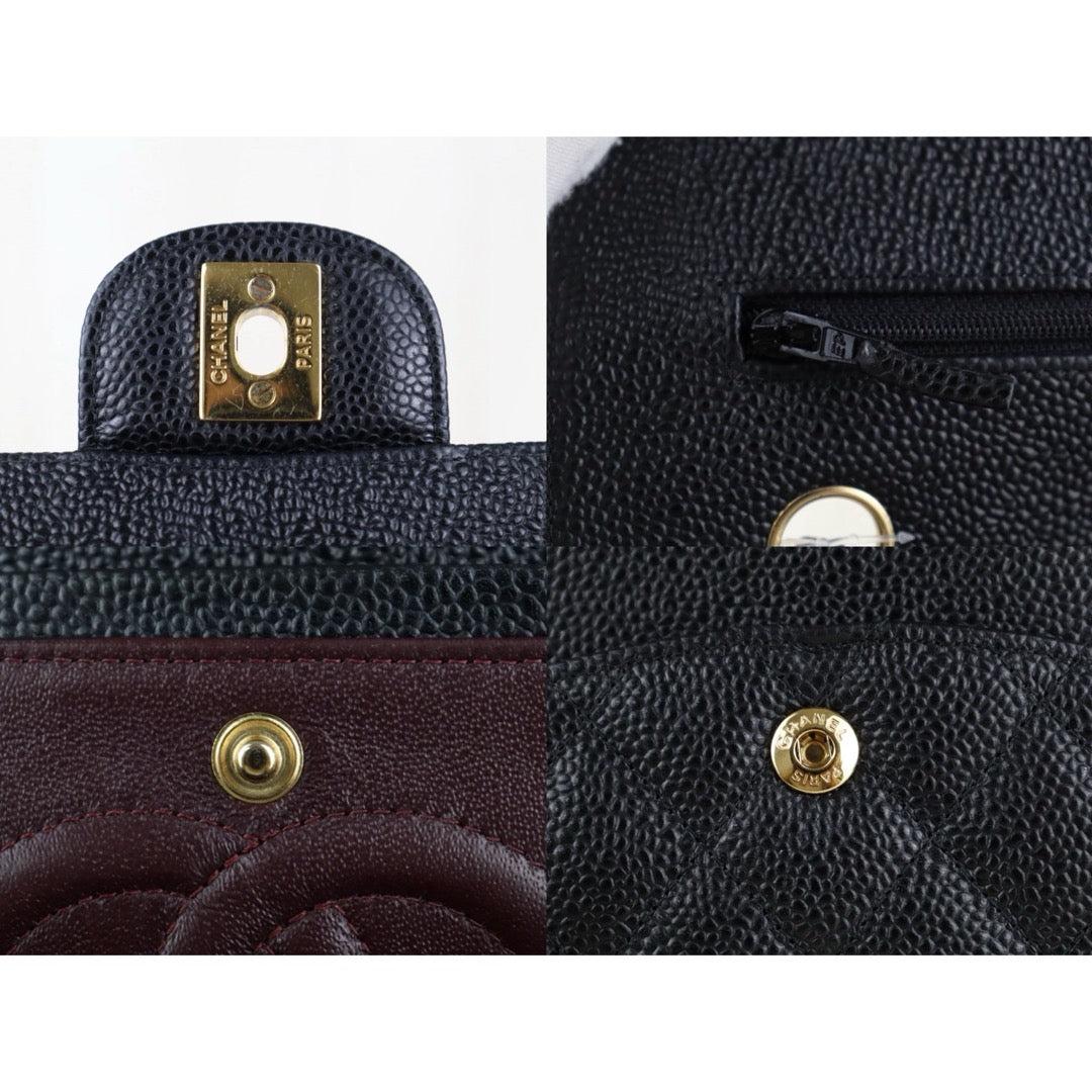 Include Entrupy Certificate of Authenticity｜Very Good ( Rank A)｜ CHANEL Caviar Skin Calf Leather Chain Double Flap 25 Shoulder Bag  Black Made In 2013-2014Year｜S26072602