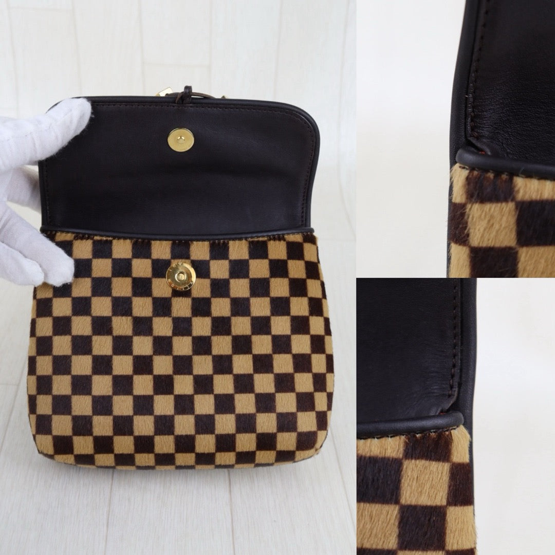 Very Good ( Rank A)｜ LV Gazelle Damier Sauvage Halaco Shoulder Bag Brown ｜H25112809