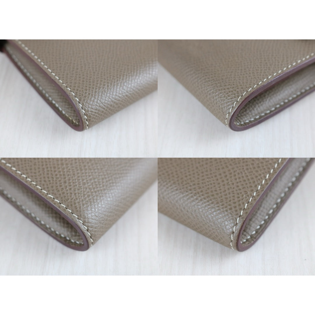 Very Good ( Rank A)｜ HERMES Epsom Kelly Wallet Etoupe Gray A Stamp Made In 2017Year｜W25071028