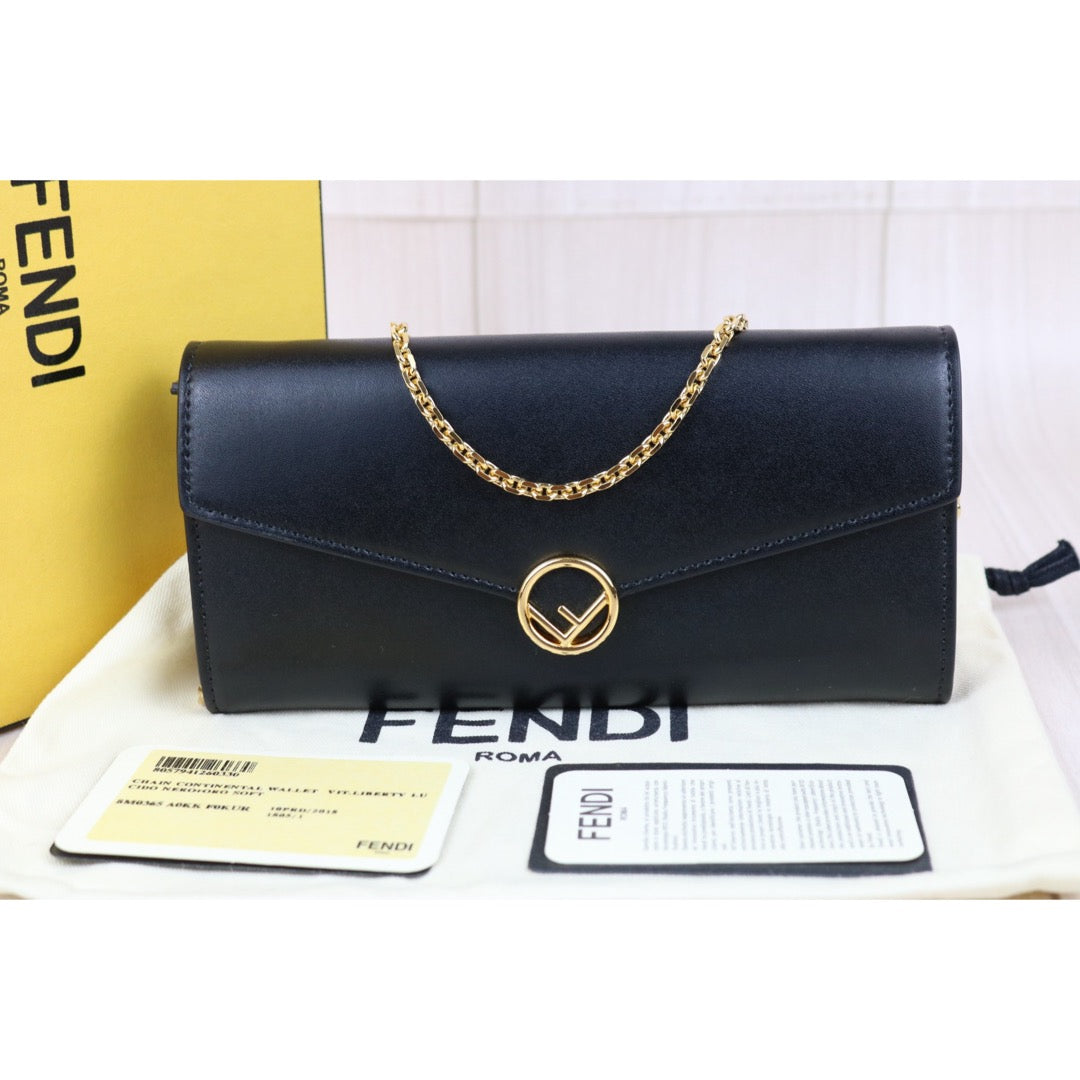 Include Entrupy Certificate of Authenticity｜Excellent（Rank SA）｜ FENDI Calf Leather WOC Chain Bag Black｜Z26092301