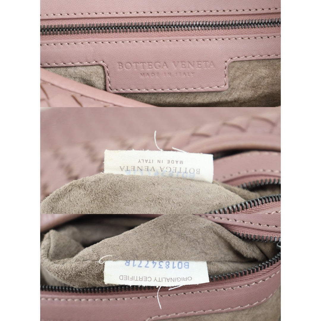 Include Entrupy Certificate of Authenticity｜Good ( Rank AB) Bottega Veneta Lamb Skin Braid Shoulder Bag Dark Purple Cameo｜S26041408