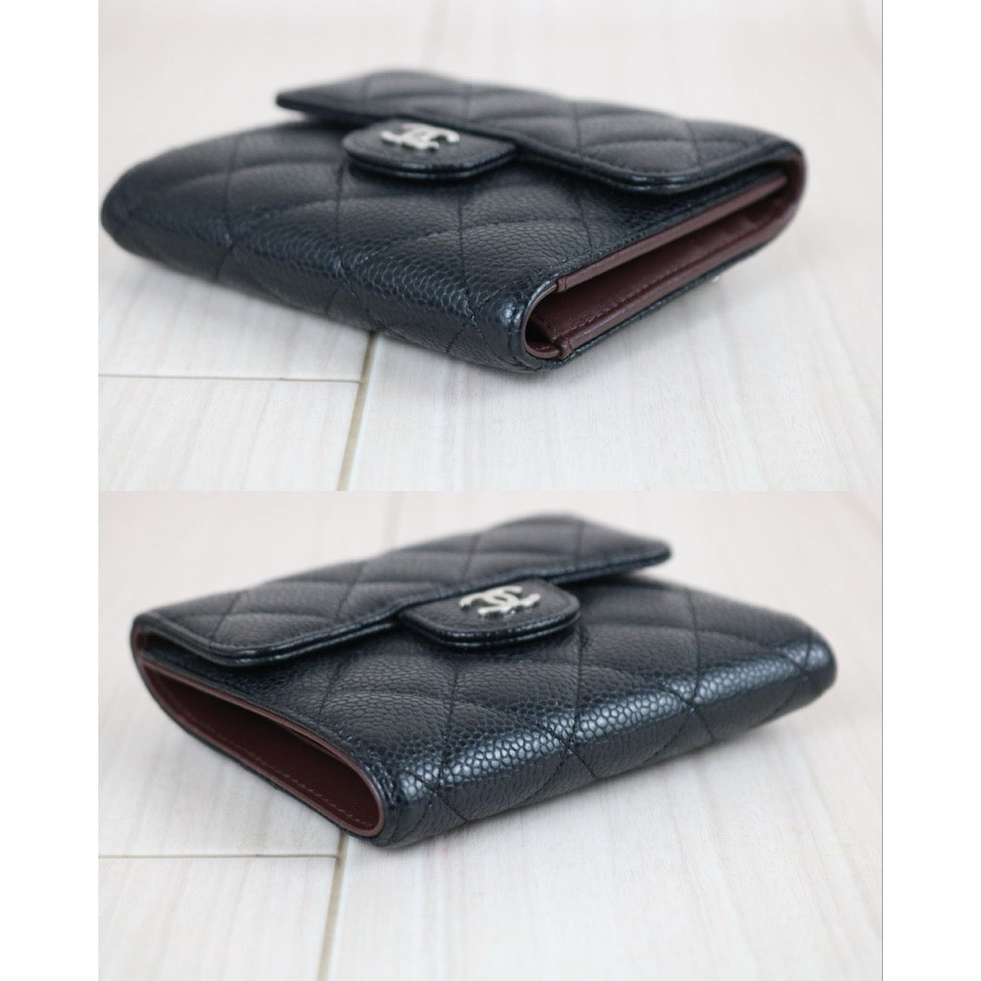 Include Entrupy Certificate of Authenticity｜Very Good ( Rank A)｜CHANEL Caviar Skin Black Wallet Made In 2019-2020Year｜X26052601