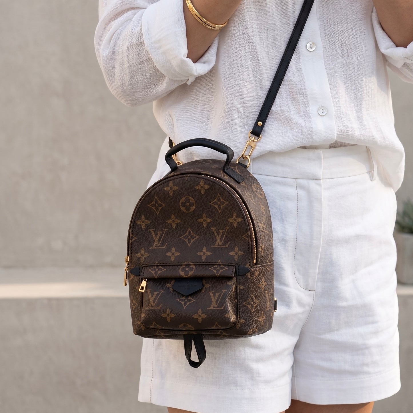 Include Entrupy Certificate of Authenticity｜Good ( Rank AB)｜  Louis Vuitton Monogram Coated Canvas Mini Palm Springs Backpack｜X26052602
