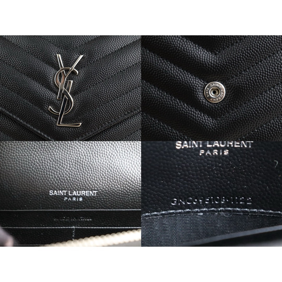 Excellent（Rank SA）｜  Saint Laurent YSL Caviar Skin Calf Leather Wallet Black｜S25092805